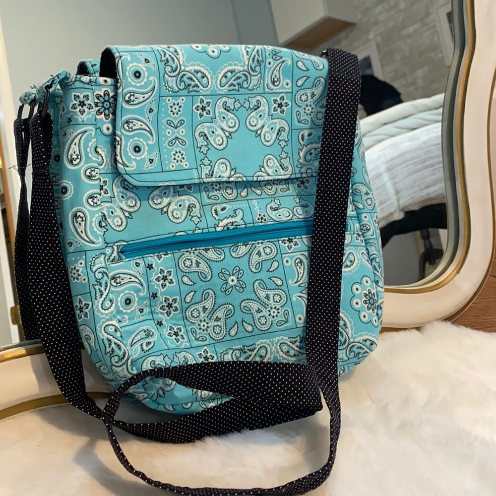 Teal paisley crossbody purse